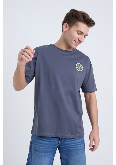 Velvoria Unisex Oversize Home Is Where Baskılı Antrasit Renk T-shirt