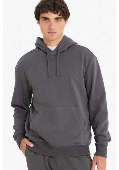 Defacto Regular Fit Kapüşonlu İçi Yumuşak Tüylü Kanguru Cepli Basic Düz Sweatshirt X8283az25auar104 Antrasit-ar104
