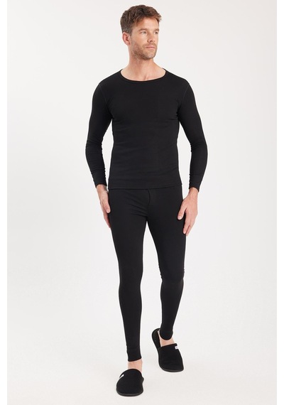 Tudors Erkek Slim Fit Dar Kesim Bisiklet Yaka Siyah Termal Alt Üst Takım-41730 SiYAH