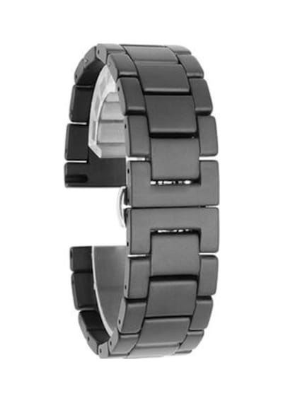 Samsung Galaxy Uyumlu  Watch 46mm 22mm Mat Seramik Metal Kordon - Parlak Siyah