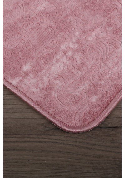 Nova Pudra Büyük Ebat 80x150 + 50x80 Cm 2'li Banyo Halısı Paspas Pembe