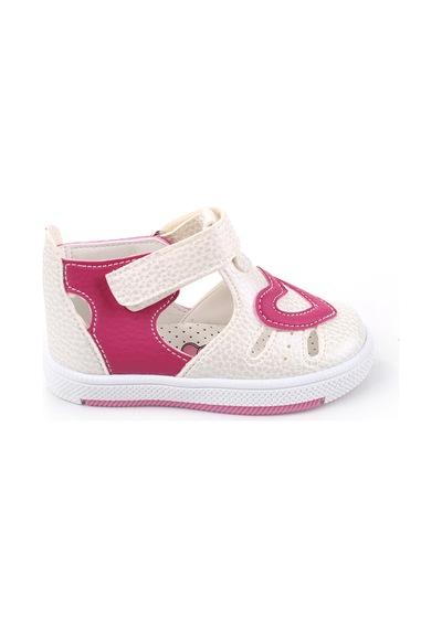 Şirin Bebe 1713 Kız Bebek Ortopedik Ayakkabı Sandalet Beyaz - Fuşya