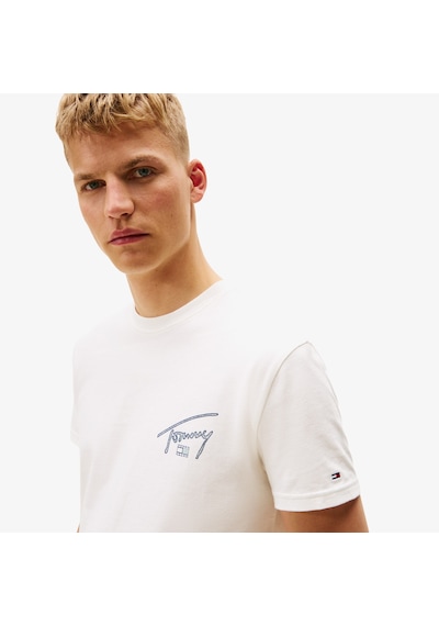 Tommy Hilfiger Regular Sign Backprint Erkek Beyaz T-shirt Dm0dm22320 Beyaz