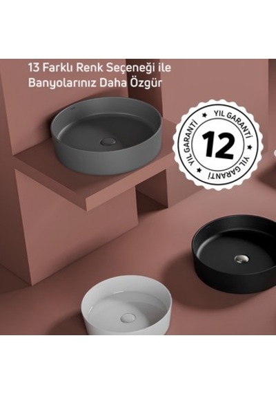 Oval Beyaz Deliksiz Lavabo 45 Cm, Modern Tasarım 508 Yeşil