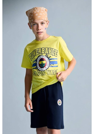 Defacto Fenerbahçe Kısa Kollu Pijama Üst Şort Pijama Alt 2li Pijama Takımı Erkek Çocuk H7338a826hsyl291 Sarı-yl291