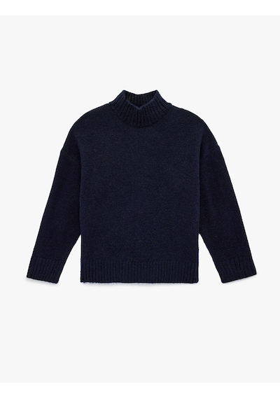 Koton Dik Yaka Uzun Kollu Oversize Triko Kazak Lacivert 6sak90091ht Lacivert