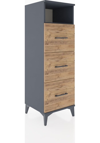 Hyperion Dolap Tek Raflı 3 Çekmeceli 44x44x134 Antrasit-çam Antrasit
