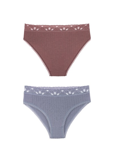 Sensu Kadın Fitilli Dantel Detaylı Slip Külot 5'li Paket Set Karışık