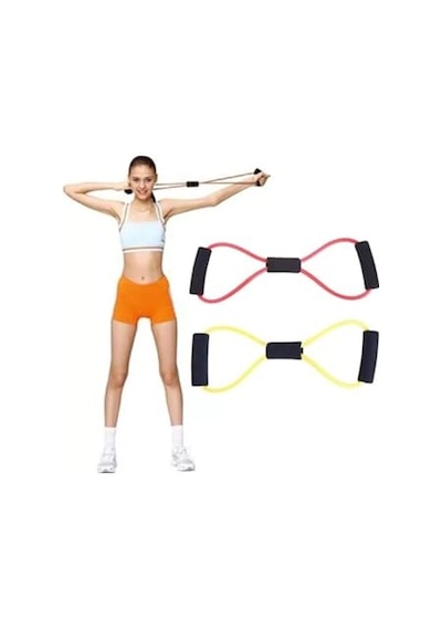 Slipt Egzersiz Spor Pilates Yumuşak Sünger Saplı Direnç Lastiği, Mor Açık Bej