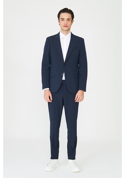 Lacivert Modern Slim Fit İnce Dokulu Kumaş Klasik Kesim Takım Elbise Laci