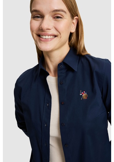 U.S. Polo Assn. Kadın Lacivert Uzun Kollu Basic Gömlek 50329503-vr033
