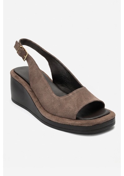 Luvi Shoes Orlena Vizon Süet Hakiki Deri Dolgu Topuklu Sandalet