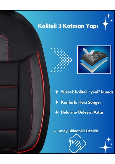 Ayrex Ford Fiesta Araçlara Uyumlu Tam Takım Basic K Model Oto Koltuk Kılıfı Diğer