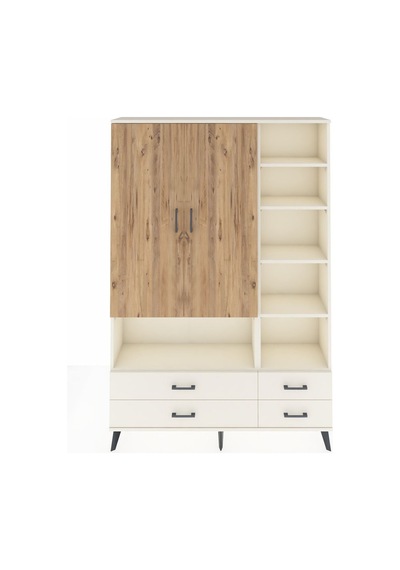 Arges Dolap 10 Raflı 4 Çekmeceli 2 Kapaklı 132x30x195 Aytaşı-... Aytaşı