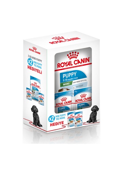 Mini Puppy Küçük Irk Yavru Köpek Maması 2 Kg + 2 Adet 85 Gr Pouch Konserve Yaş Mama Hediye