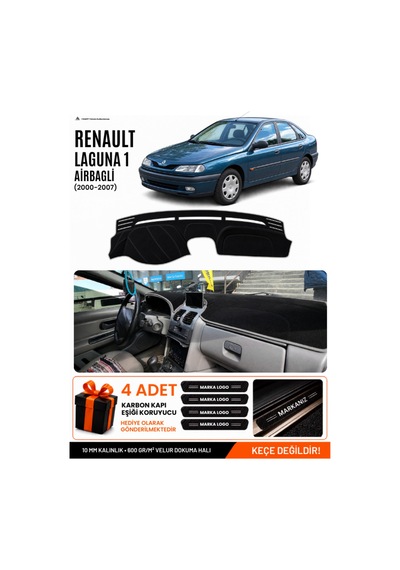 Renault Laguna 1 Aırbagli 2000-2007 Uyumlu Torpido Örtüsü, Torpido Kılıfı - Siyah Gri