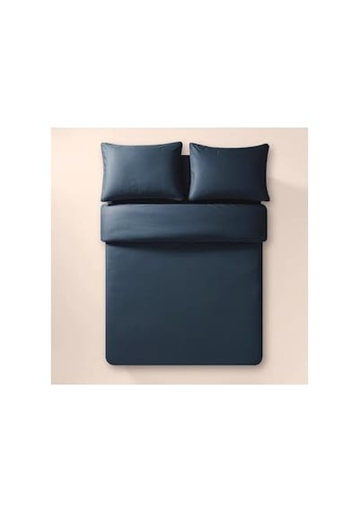 Yüzde Yüz Pamuk Percale Nevresim Seti 200x220 Cm Lacivert - Pure Serisi Ab Siyah Kedi