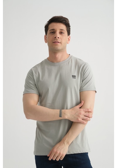 Shooter Sportwear Shooter Erkek Pamuklu Esnek T-shirt Standart Kalıp Minimal Logolu Gri