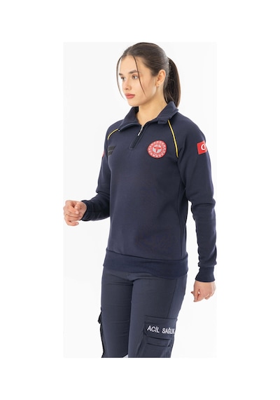 112 Acil Tıp Teknisyeni Uzun Kol Fermuarlı Sweatshirt Unisex Att005 Lacivert