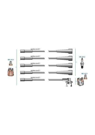 Doduco 7723 Buji Kablo Takım R11 Tx 88-flash 1.7 88-92 -r21 1.7 F2n 7700742835-7700749517 1 Takım