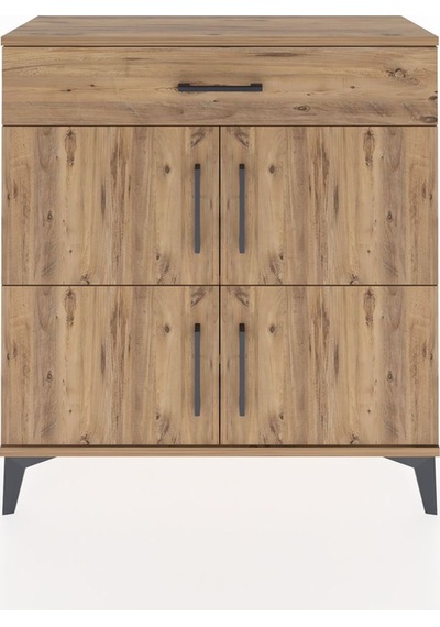 Arges Şifonyer 3 Raflı Tek Çekmeceli 4 Kapaklı 88x30x96 Çam-çam Çam