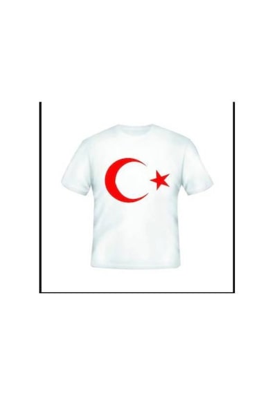 Mevlana Unisex Beyaz Türkiye Ayyıldız Baskılı Tişört L Beden Beyaz