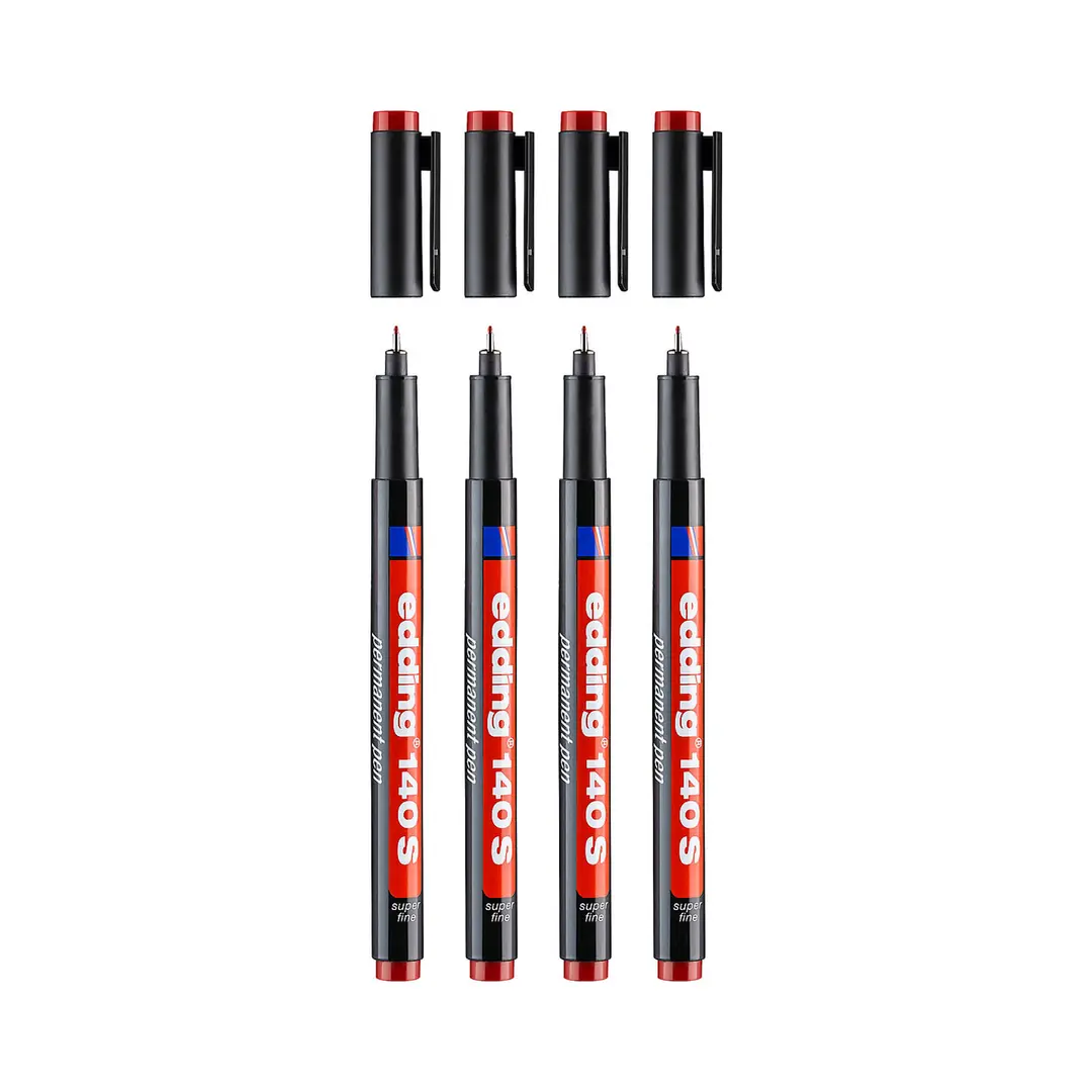 Edding Asetat Kalemi 140 S 4'lü Set Kırmızı