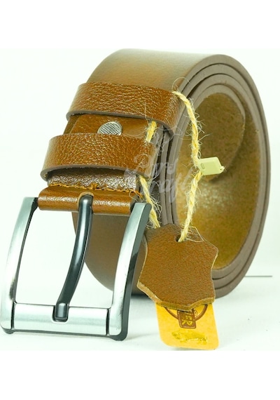 Parscraft Dayanıklı Hakiki Deri Kemer 4,5 Cm Geniş Taba Erkek Kot Pantolon Kemeri