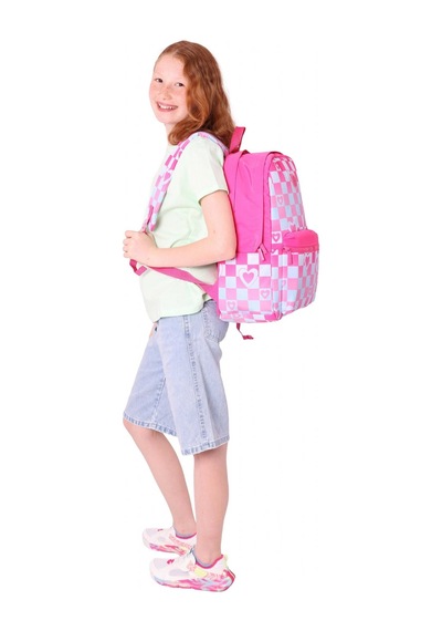 Kaukko Nature Kız Çocuk Üç Bölmeli Pembe Dama Ve Kalp Desenli Okul Sırt Çantası - K1788 Pembe