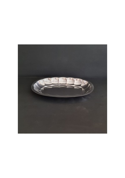 430 Kalite Paslanmaz Çelik Kayık Tabak 30x20 Cm - Derin Sunum Tabağı 2 Adet Meze Kahvaltılık Metalik