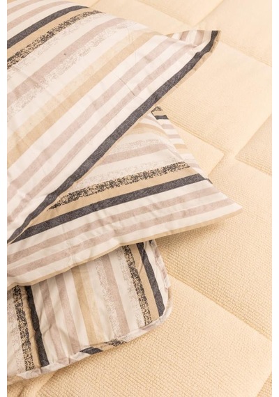 Sherpa Peluş Çift Kişilik Lastikli Çarşaflı Comforter Set Krem