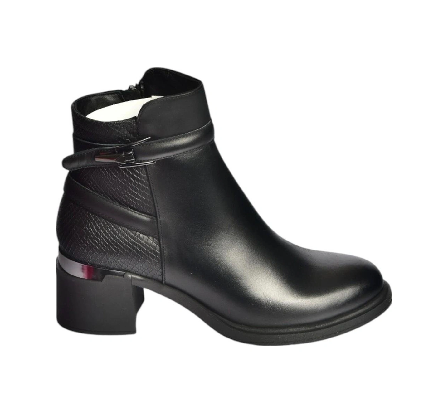 Fox Shoes V555258003 Siyah Hakiki Deri Kalın Topuklu Kadın Bot Siyah-hakiki Deri