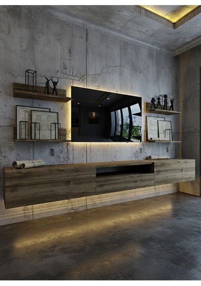 Resital Ledli Duvara Monte Tv Sehpası - Ceviz - W6017-2 Ceviz