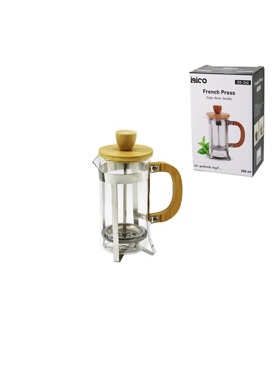 Lunaev French Press Metal Kafes - Bambu Sap Bambu Kapak 350 Ml Cam Bitki Süzgeçi Açık Camgöbeği