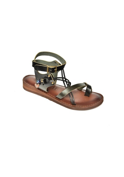 Fox Shoess374781503 Siyah Hakiki Deri Parmak Arası Kadın Sandalet Siyah