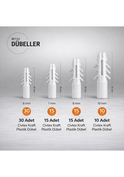 342 Parçalı Vida, Dübel Ve Pul Seti, Dın 7505 Sunta Vidası, Plastik Dübel, Organizer Kutu İle Diğer