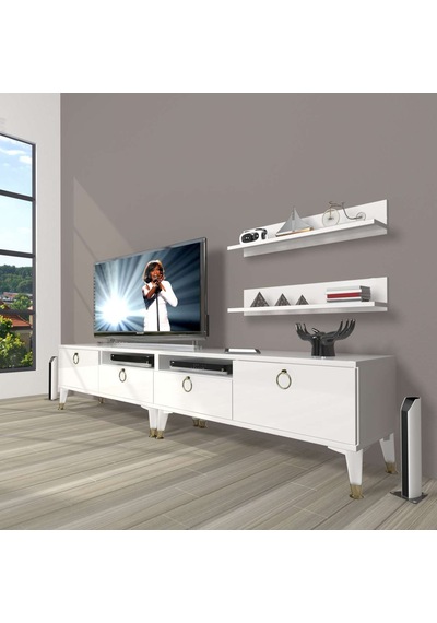 Decoraktiv Eko 220r Mdf Gold Tv Ünitesi Tv Sehpası Beyaz - Antrasit