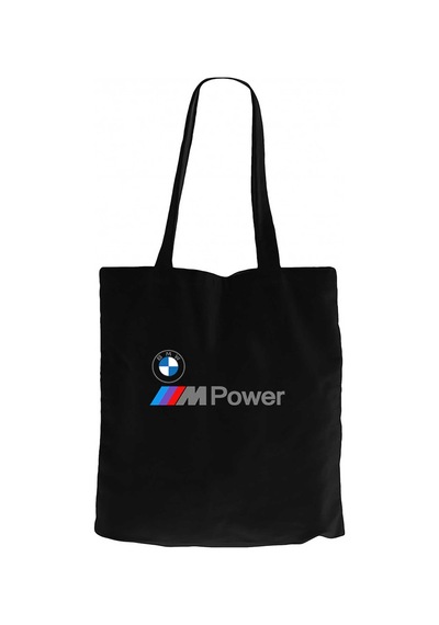 BMW Logo M Power Yazı Siyah Kanvas Bez Çanta Siyah