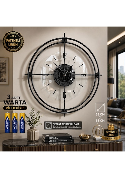 MetaQuartz Aksesuar Xxl 65 65 Siyah Deluxe Şeffaf Cam Iskandinav Modern Dekoratif Siyah