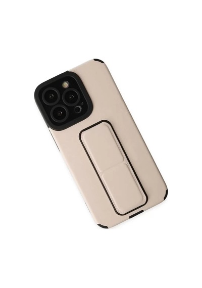 Newface Apple İphone 13 Pro Max Kılıf Mega Standlı Silikon - Gold Altın