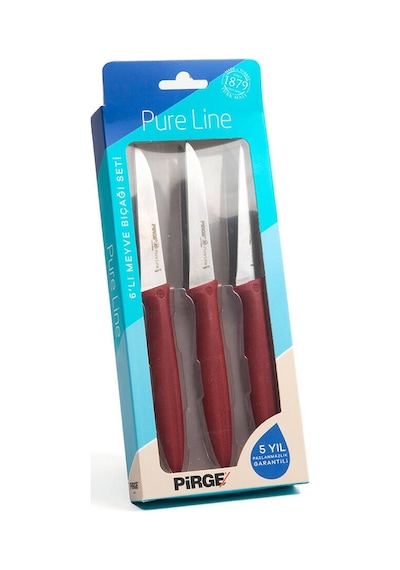 Pirge Pure Line Bordo Meyve Bıçağı Seti 9 Cm 6'lı Kırmızı