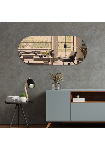 Ayna Bronz Ayna Victory Tasarım Kanallı Oval Ayna 50cm X 120 Bronz