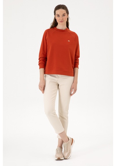 U.S. Polo Assn. Kadın Kiremit Regular Bisiklet Yaka Basic Sweatshırt 50313610-VR031