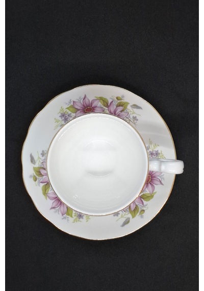 Royal Kent Bone China Çiçekli Duble Kahve Fincanı 130 Ml Pembe