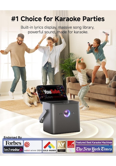 Ikarao Yetişkinler İçin Karaoke Makinesi, Şarkı Sözleri Ekranı Ve Ekranı İle, Youtube İçin Karaoke Sistemi, 2 Kablosuz Mikrofon, Otomatik Ayar Ve Yankı, Karafun Prime, Ev Dış Mekan Partisi İçin