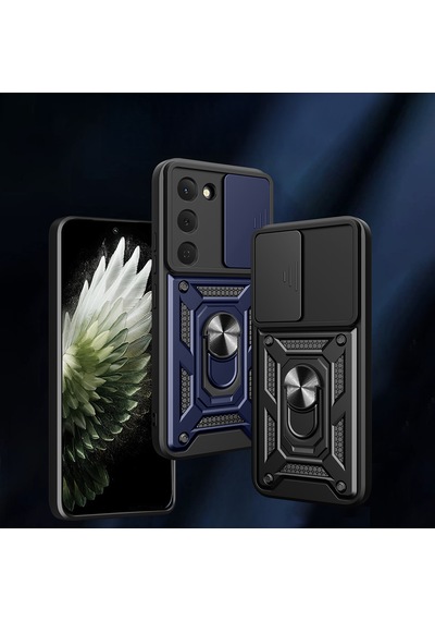 Tecno Spark 40 Pro Kılıf Tam Korumalı Magnetik Standlı Kamera Korumalı Sürgülü Vega Kapak Lacivert