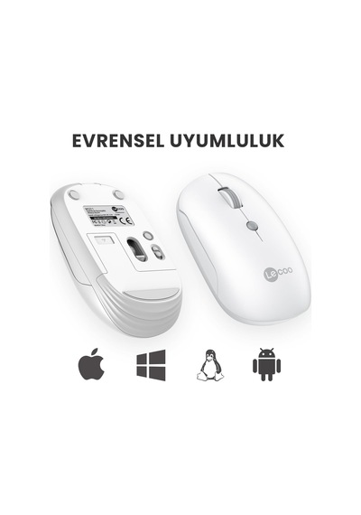 Ws211 Kablosuz 1600dpı 6 Tuşlu Çift Modlu Wifi + Bluetooth Şarj Edilebilir Sessiz Kompakt Optik Mouse Beyaz Genel