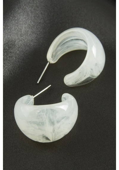Hilal - 958 - Plastik Küpe - Csmo-tex - - Beyaz