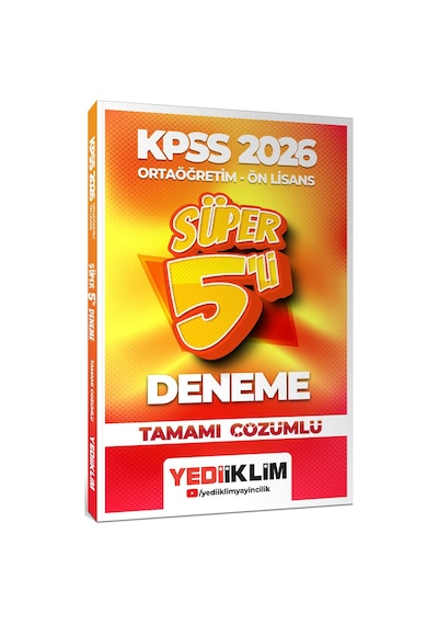 Yediiklim 2026 Kpss Ortaöğretim Ön Lisans Genel Yetenek Genel Kültür Tamamı Çözümlü Süper 5 Deneme