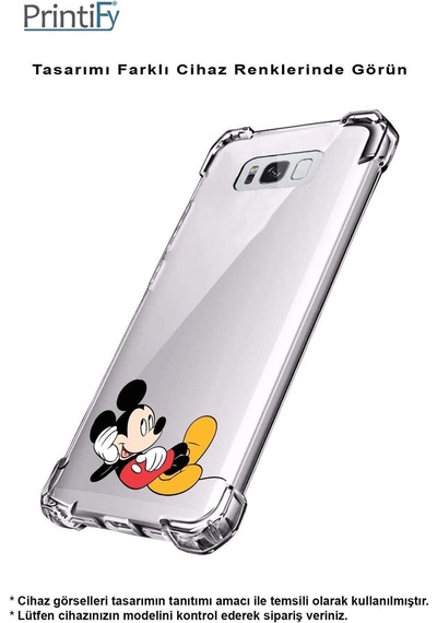 Samsung Galaxy M15 İle Uyumlu Mickey Mouse 7 Baskılı Şeffaf Köşe Korumalı Antişok Kılıf
